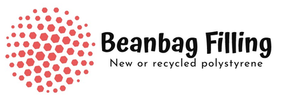 Logo for Beanbag Filling, with a red dotted design and text.