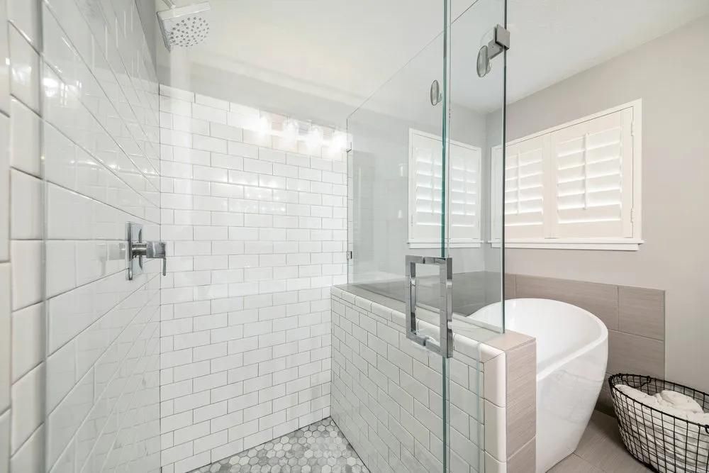 A Bathroom with A Walk in Shower and A Bathtub — City Glass Newcastle in Lake Macquarie, NSW