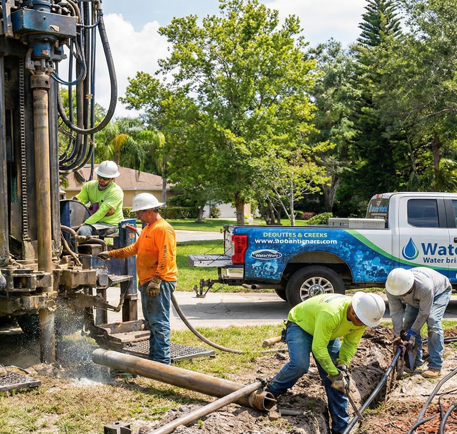 WaterWorld Irrigation team working on a well pump installation in Palm Harbor, Florida