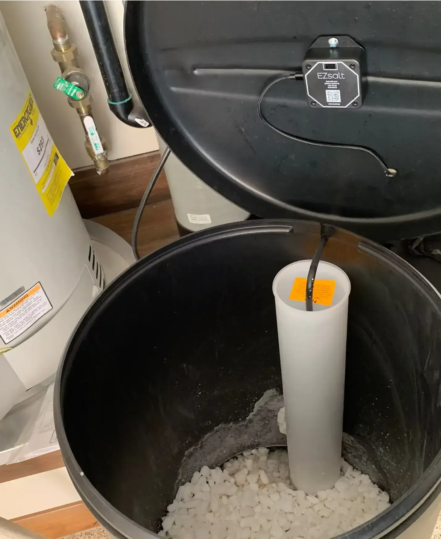 salt inside of a water softener