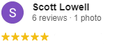 Scott lowell has 6 reviews and 1 photo on google.