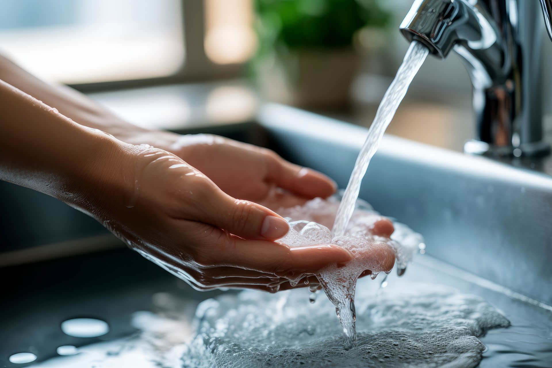 close up shot of person washing hands