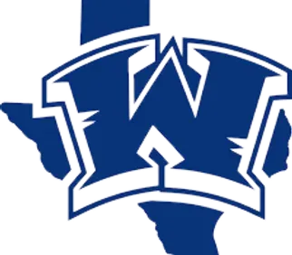 A blue and white logo for a texas team