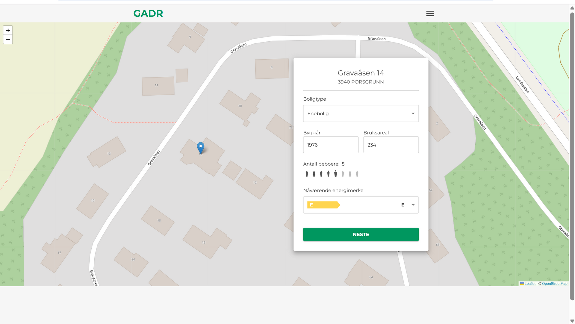 brukegrensesnitt gadr.no energitiltaksplattformen