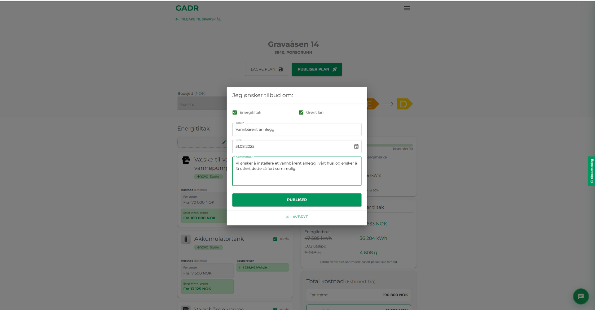 grensesnitt fra gadr plattformen