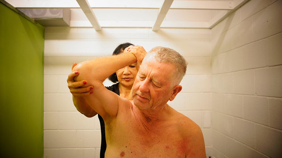 Man getting thai massage