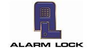 Blue logo for Alarm Lock: a stylized "AL" with a keypad design, set against a white background.
