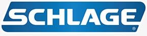 Schlage logo on a blue rectangle with white text.
