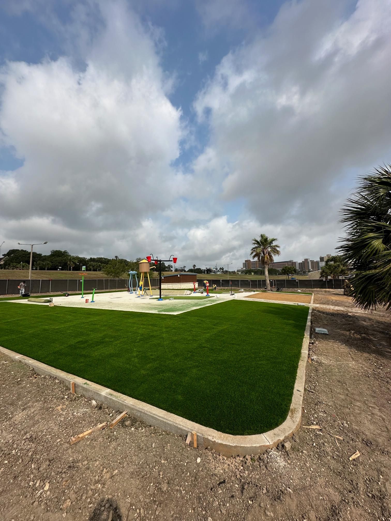 commercial artificial turf installation