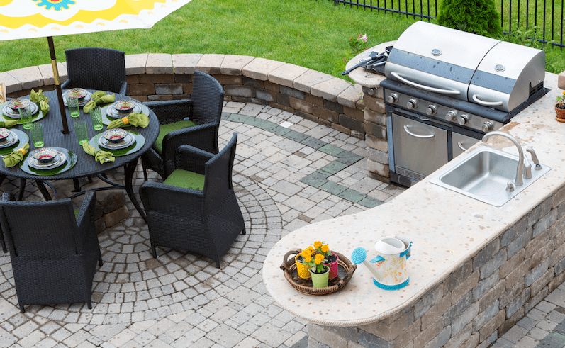 outdoor kitchen and table