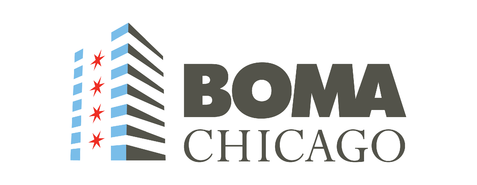 A logo for boma chicago is shown on a white background.