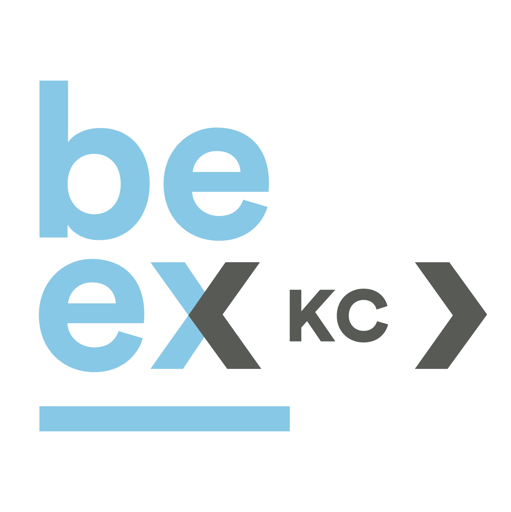 A logo for a company called be ex kc.