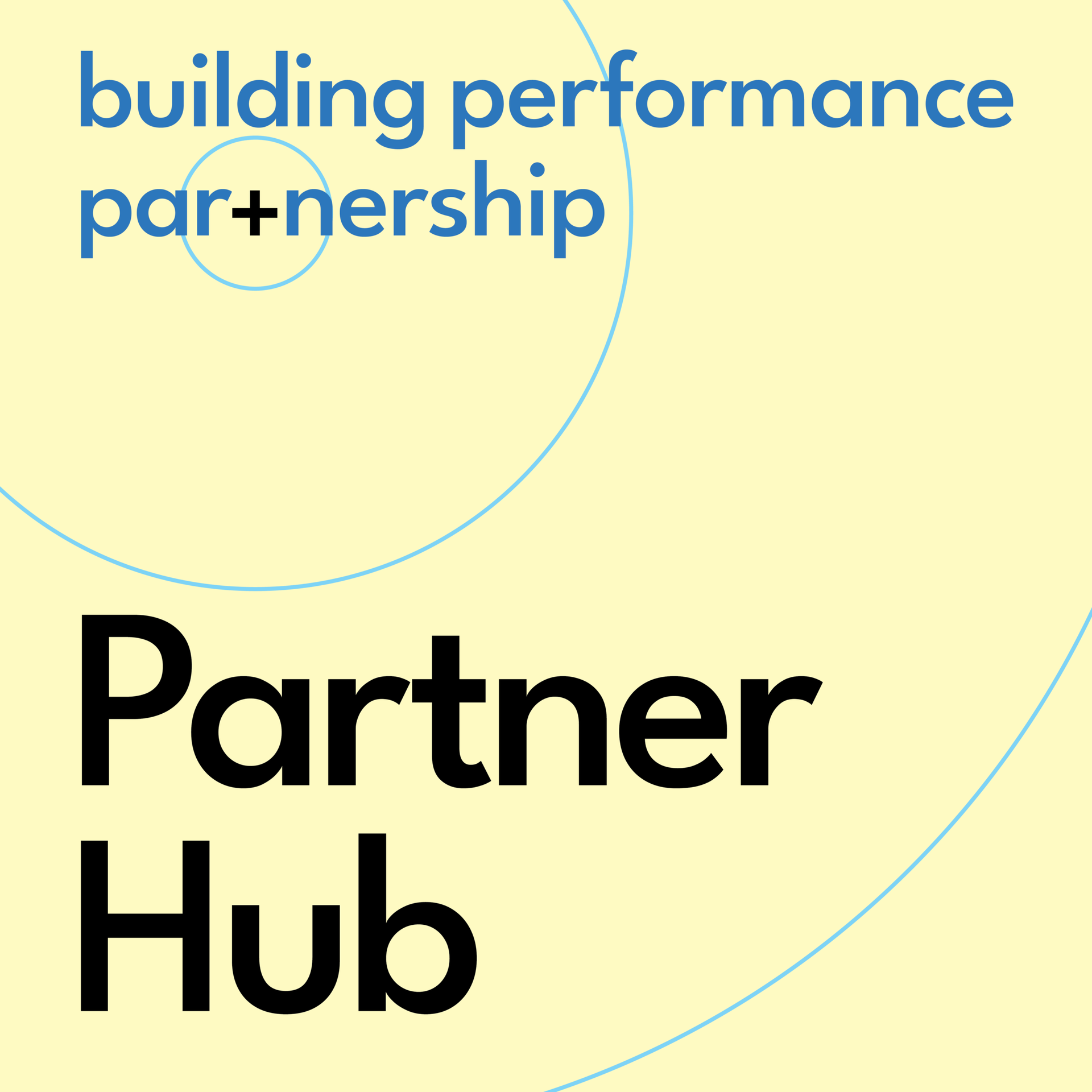 A blue and white logo for building performance partnership