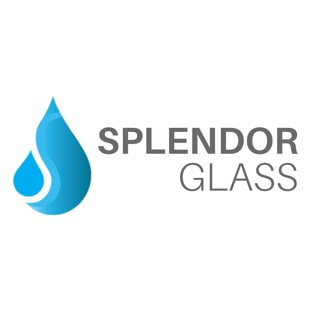 The logo for splendor glass is a blue drop of water.