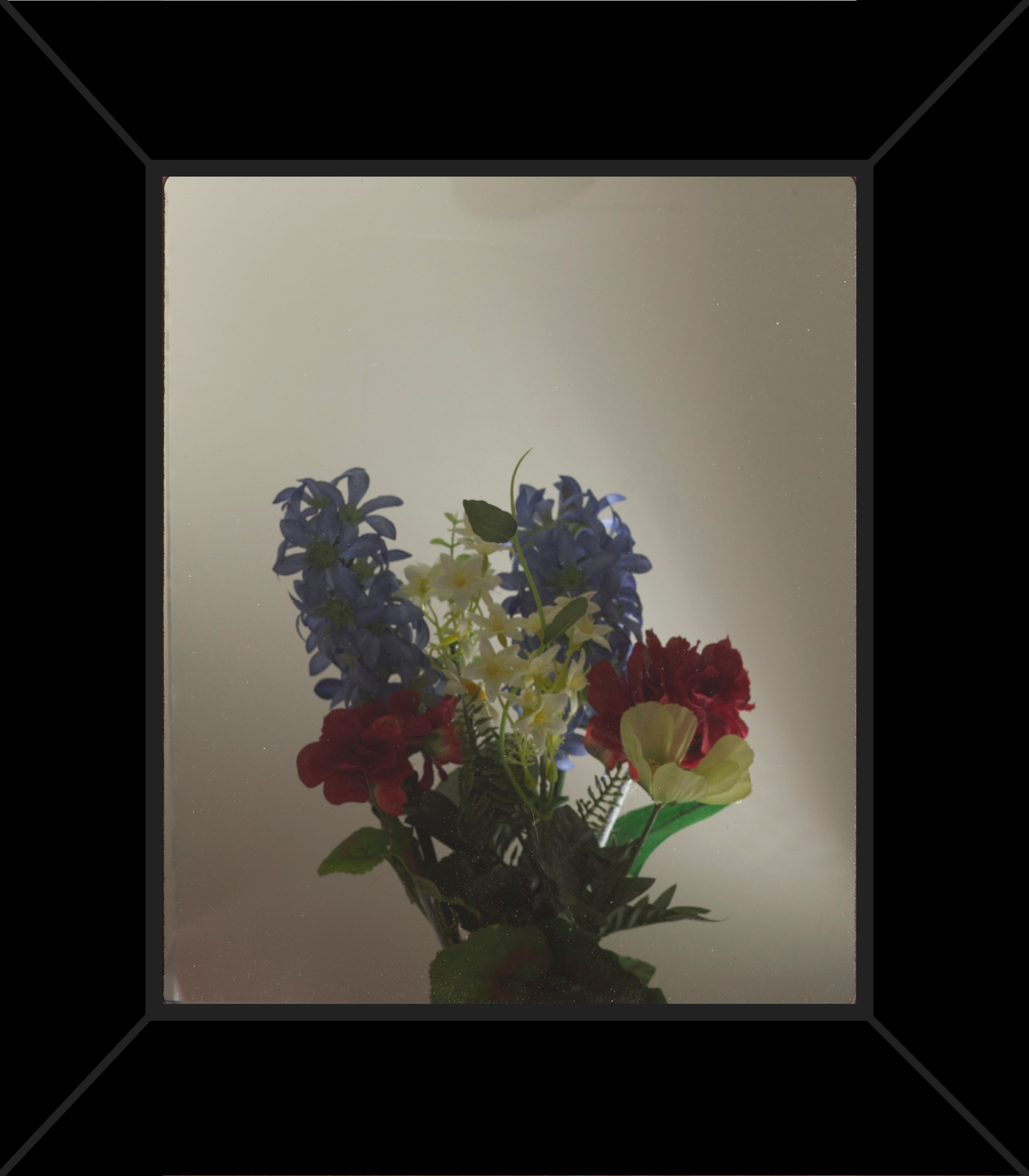 A picture of flowers in a black frame