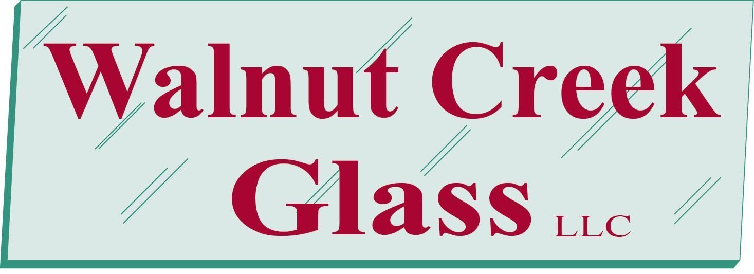 A logo for walnut creek glass llc is shown on a white background.