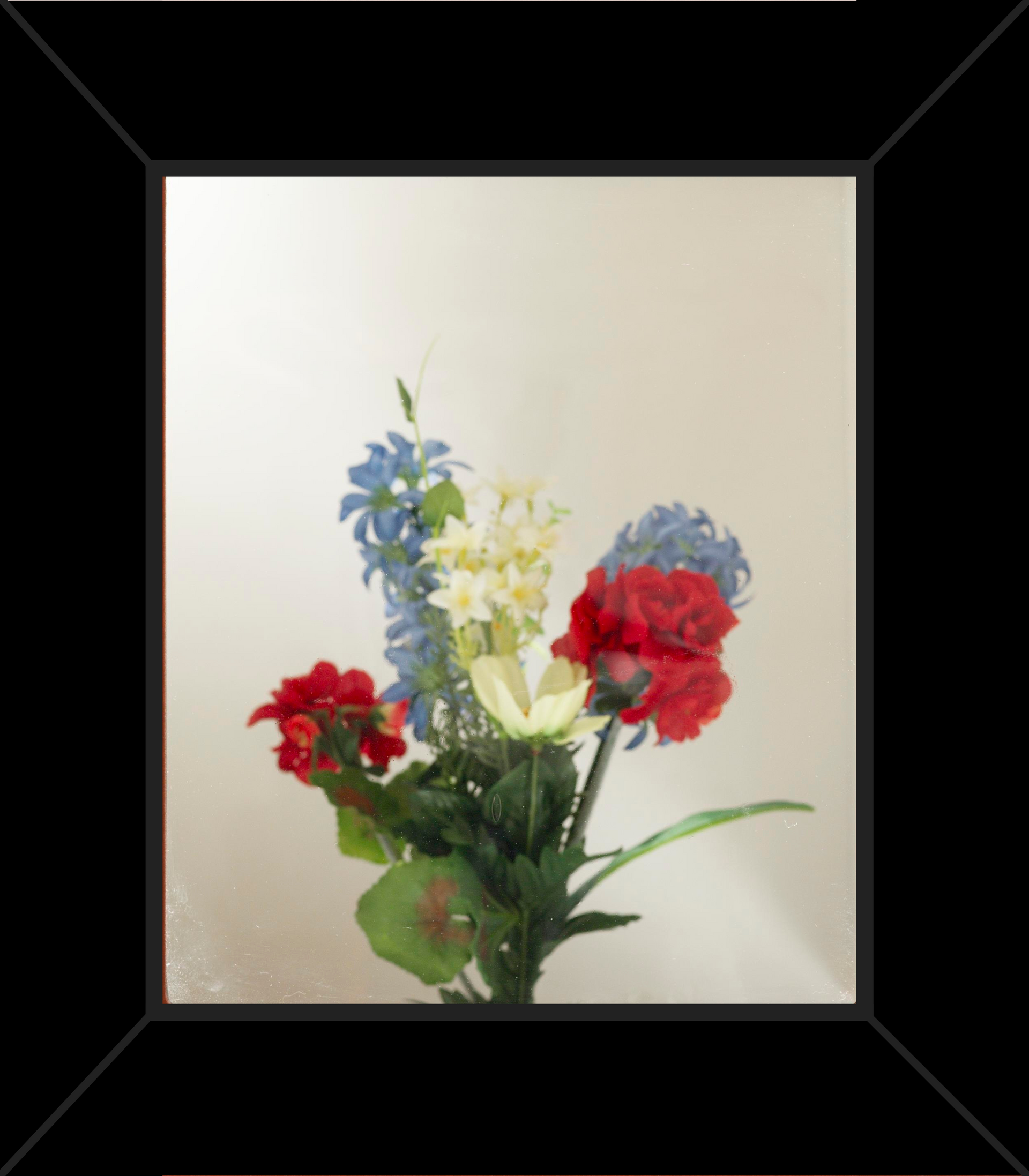 A picture of flowers in a black frame