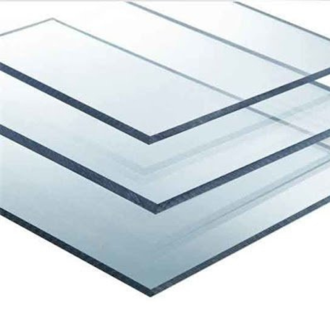 Three clear plastic sheets are stacked on top of each other on a white surface.