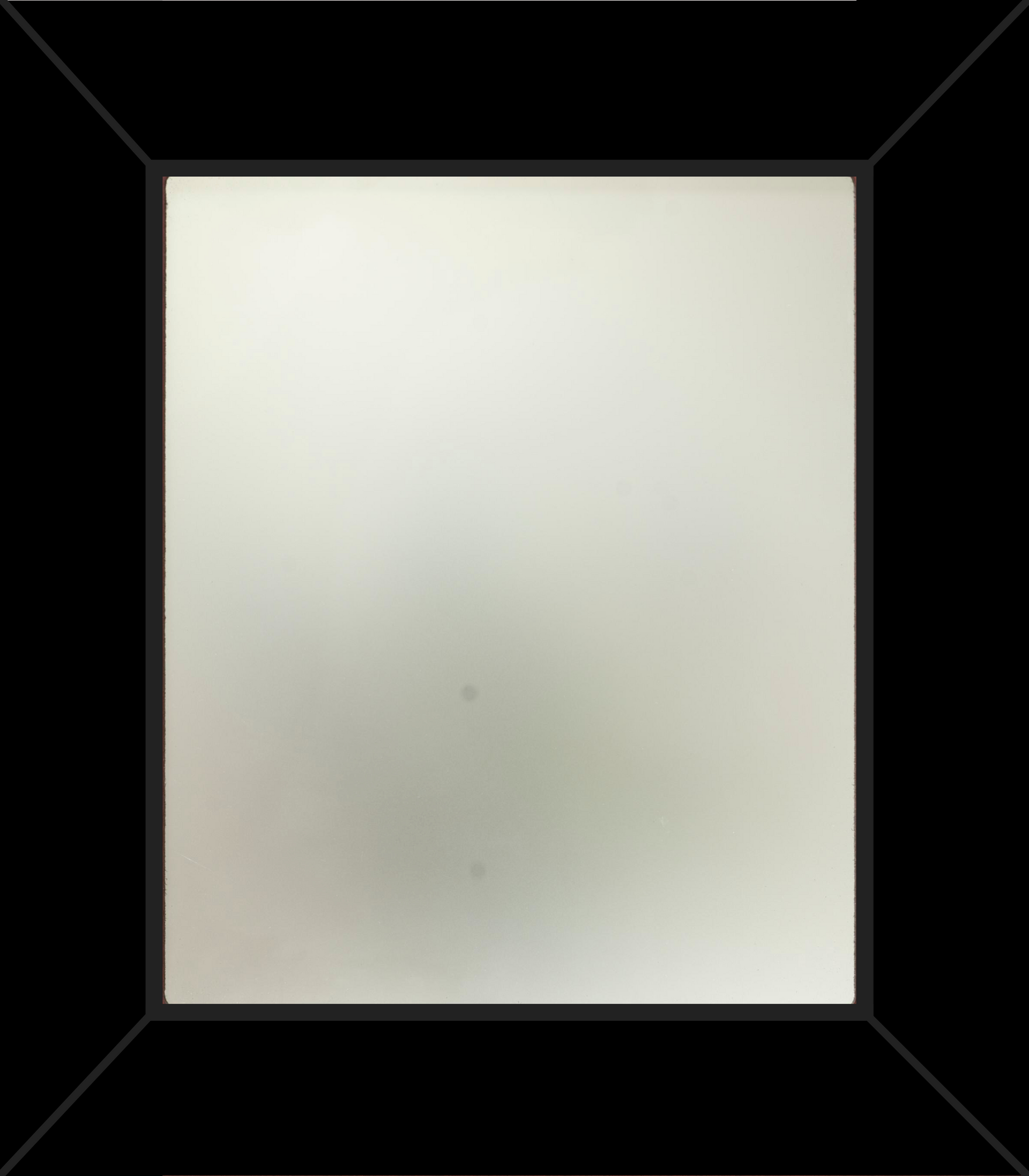 A white square with a black frame on a black background