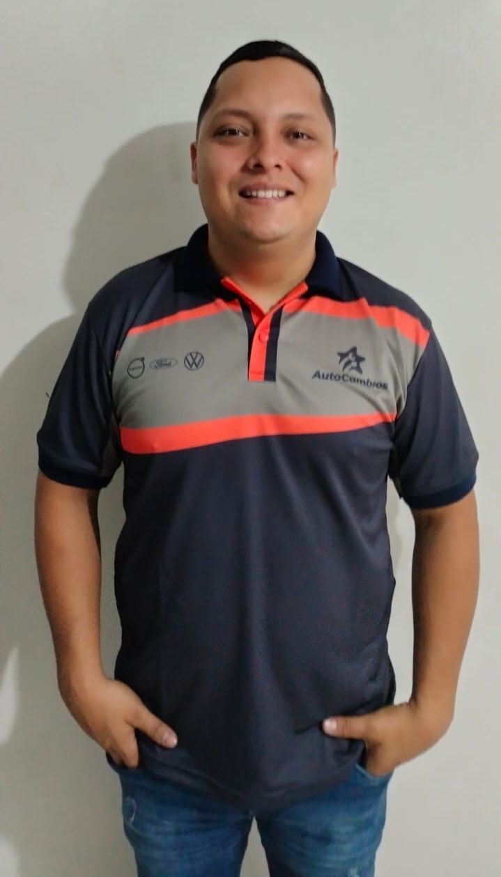 A man wearing a polo shirt with a star on it