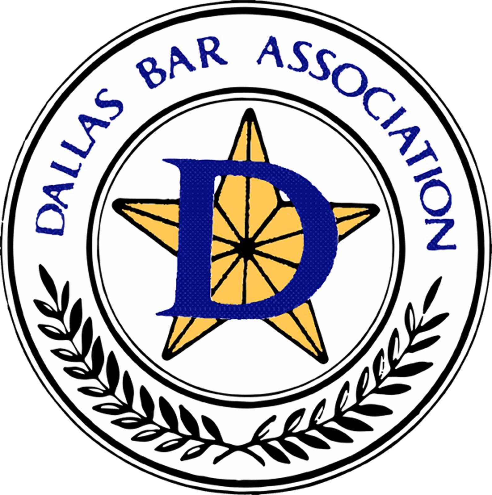 The dallas bar association logo has a star in the center