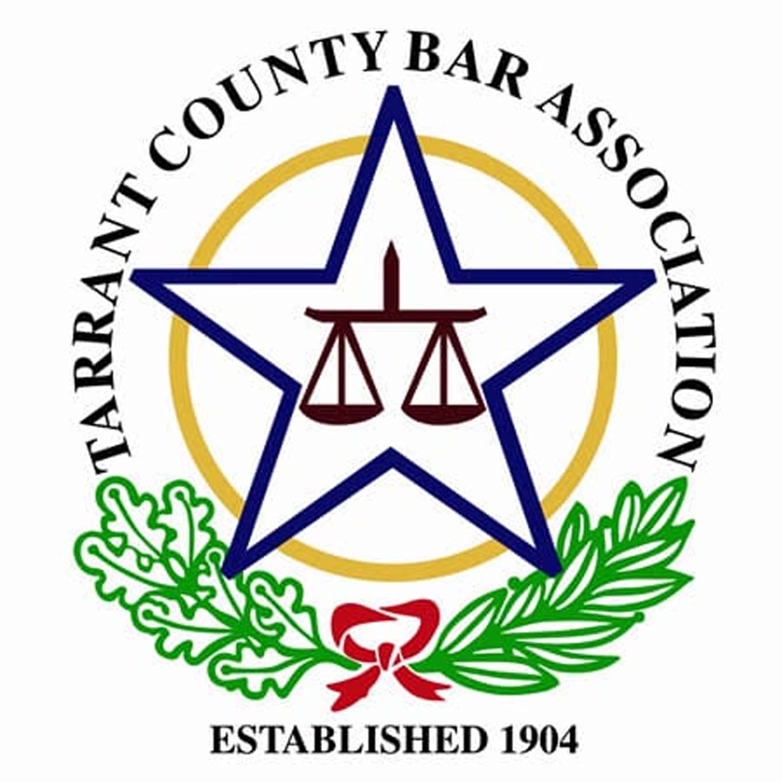 A logo for the tarrant county bar association