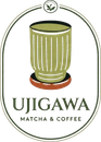 UJIGAWA Matcha & Coffee logo with a green cup centered in an oval emblem