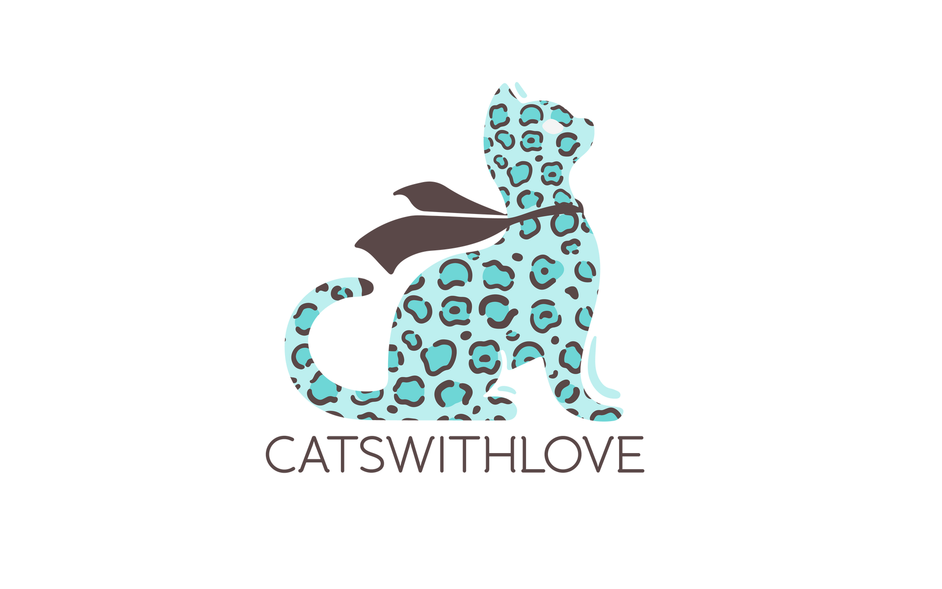 A logo for catswithlove shows a leopard with a scarf around its neck