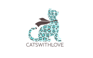 A logo for cats with love with a leopard on it