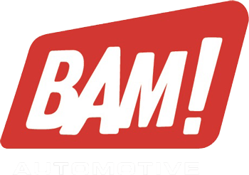 BAM! Automotive logo in white text on a red, slightly angled rectangle. "Automotive" below in smaller white text.