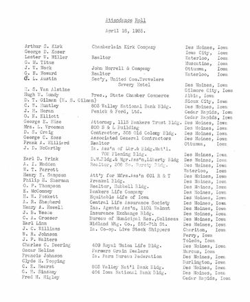 1935 ITA Attendance Roll