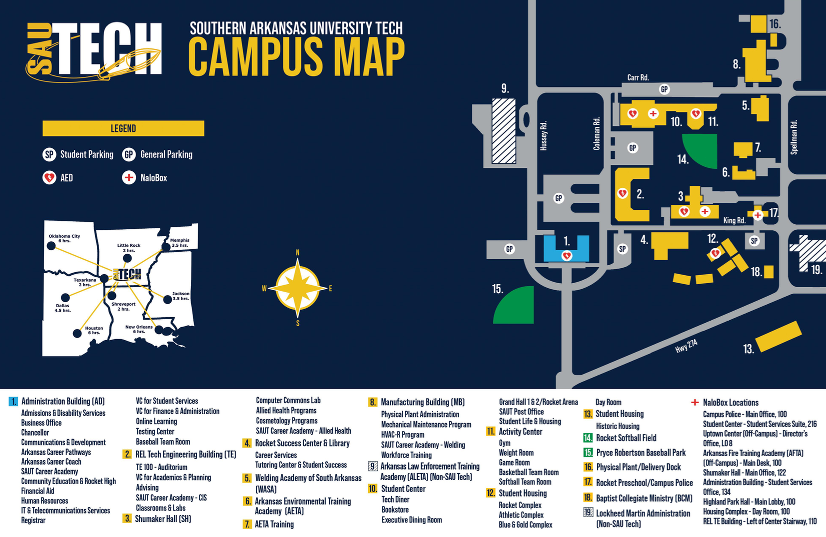 A map of the campus of the university of texas tech