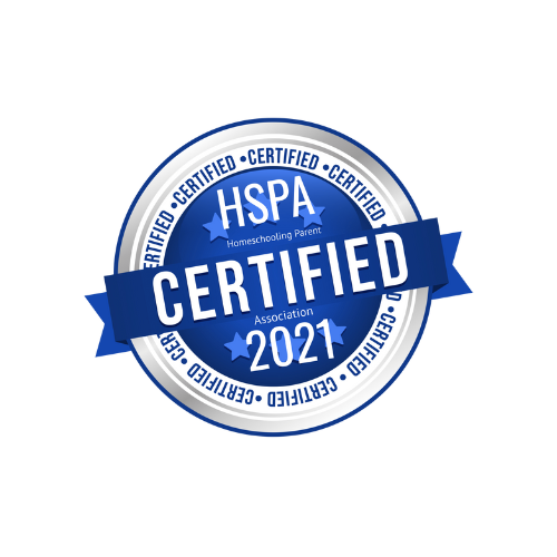 A blue and silver badge that says hspa certified 2021