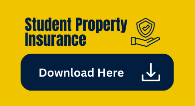 A yellow background with a blue button that says `` student property insurance ''.