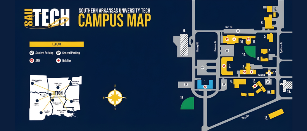 A map of the campus of the university of texas tech