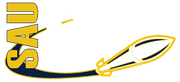 A blue and yellow logo with the word sau on it