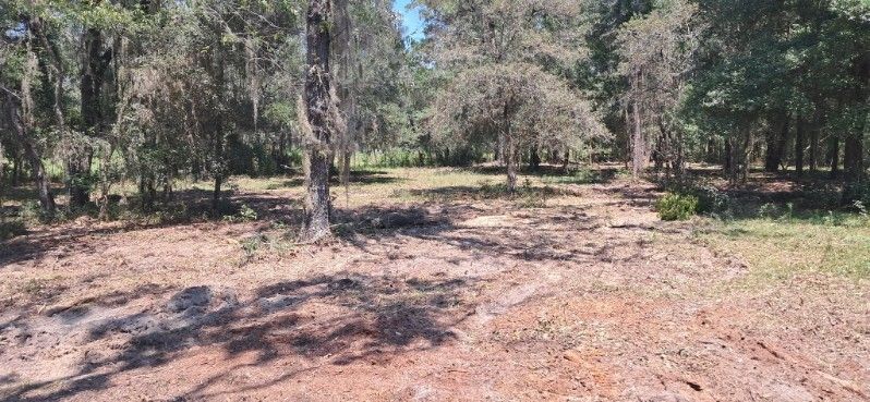 A white truck is parked in a parking lot next to a building.