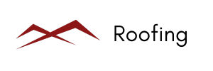 A logo for a roofing company with a red roof and the word roofing.