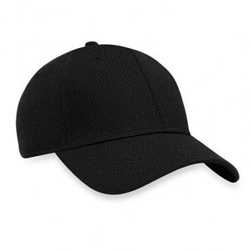A black baseball cap on a white background