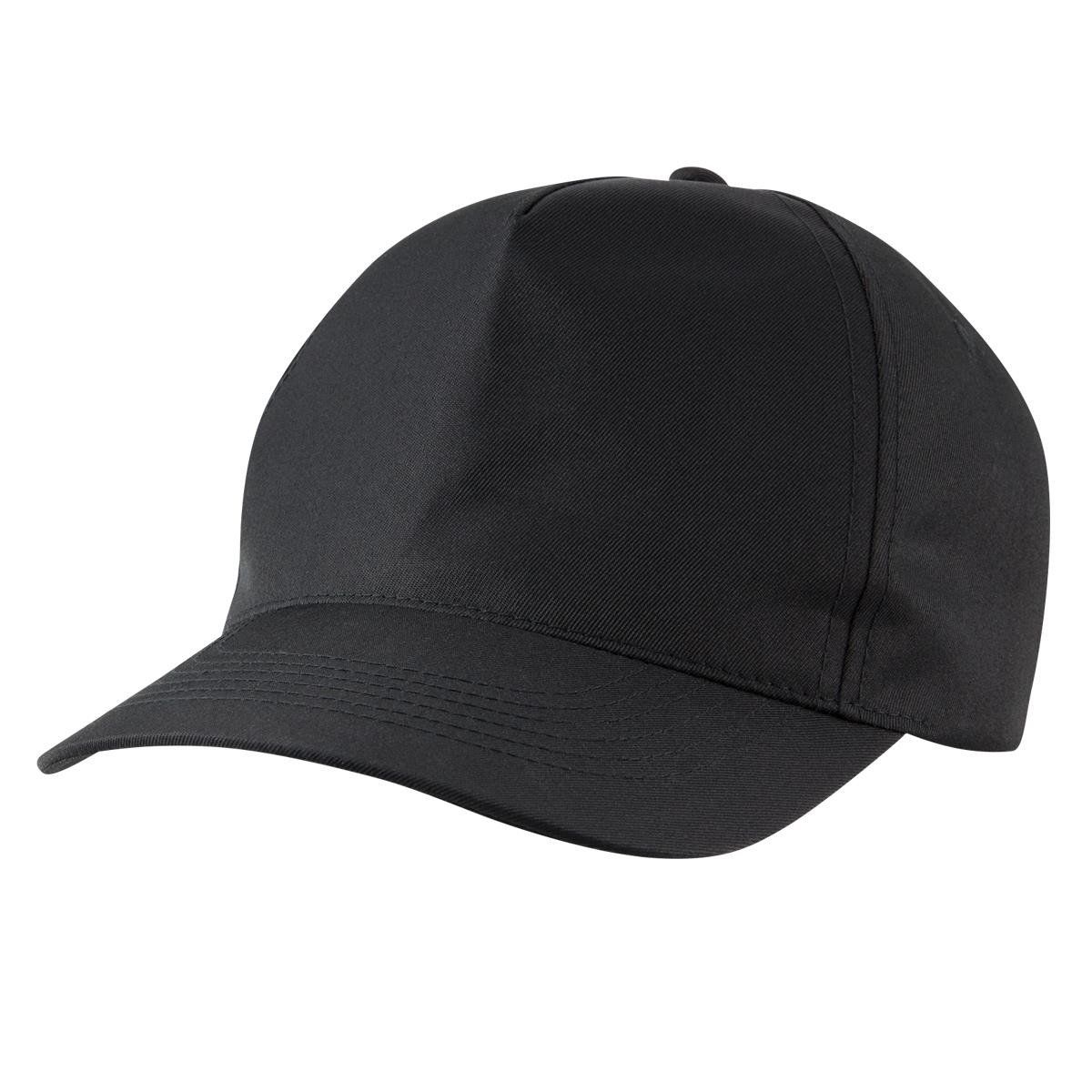 A black baseball cap on a white background