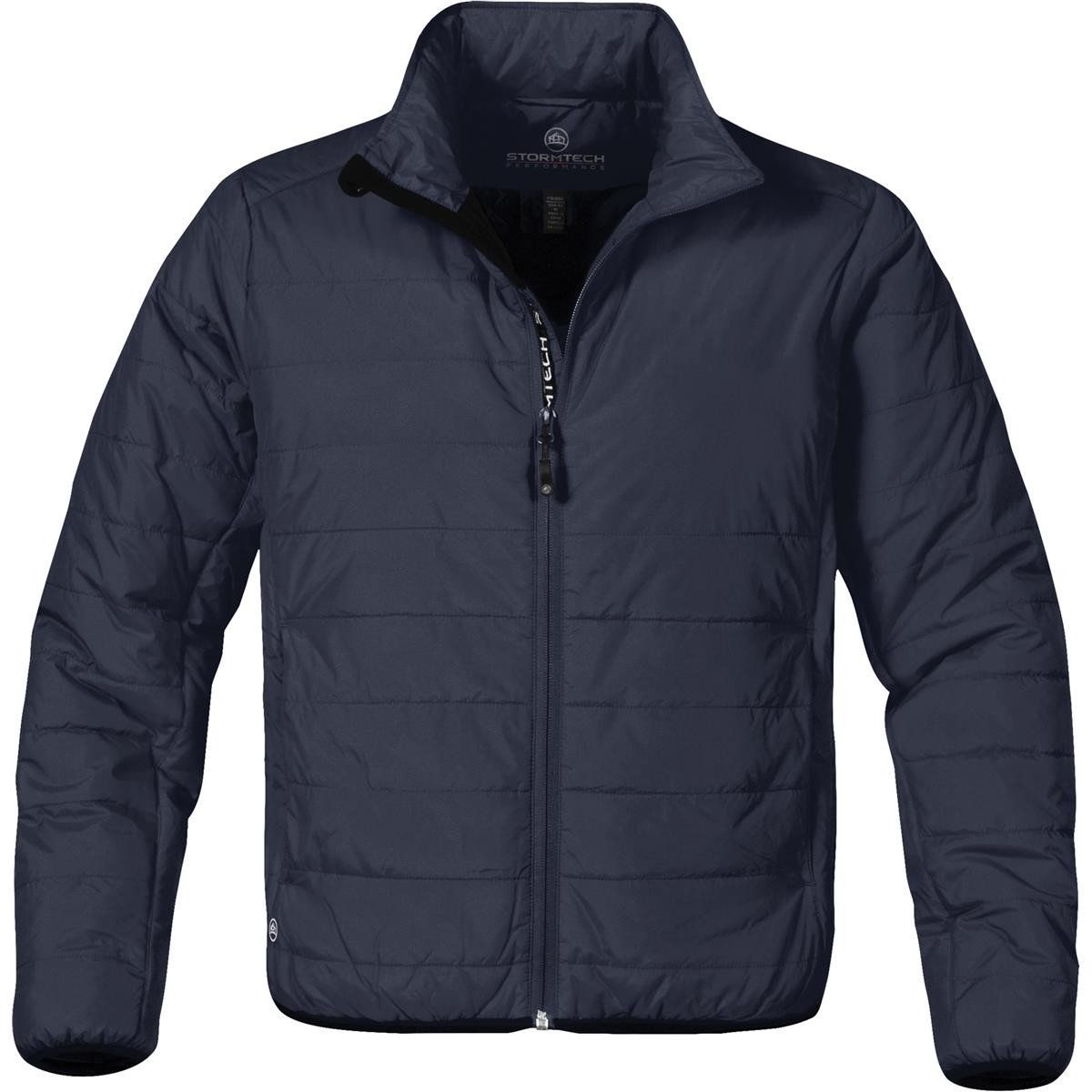 A blue jacket with a zipper on the front