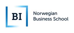 The logo for BI, the norwegian business school is blue and black.