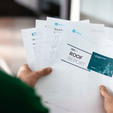 A person is holding a roof report in their hands