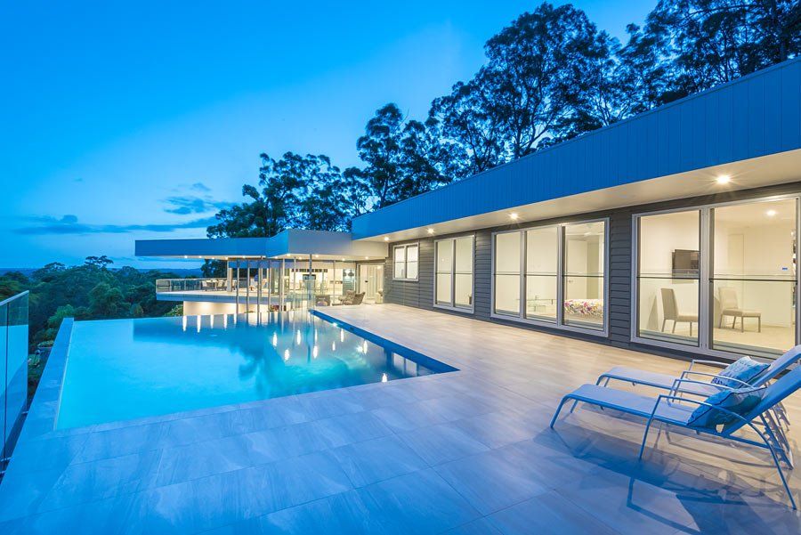 Modern House With Pool In Exterior — Architects In Mooloolabah, QLD