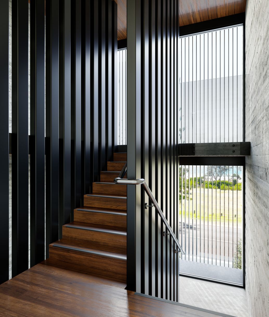 Modern Wooden Stairs In New House — Architects In Northern Rivers, QLD