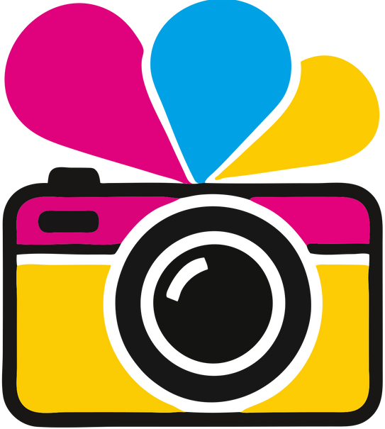 Oh Snap! photo booth and rentals logo with a colorful camera icon