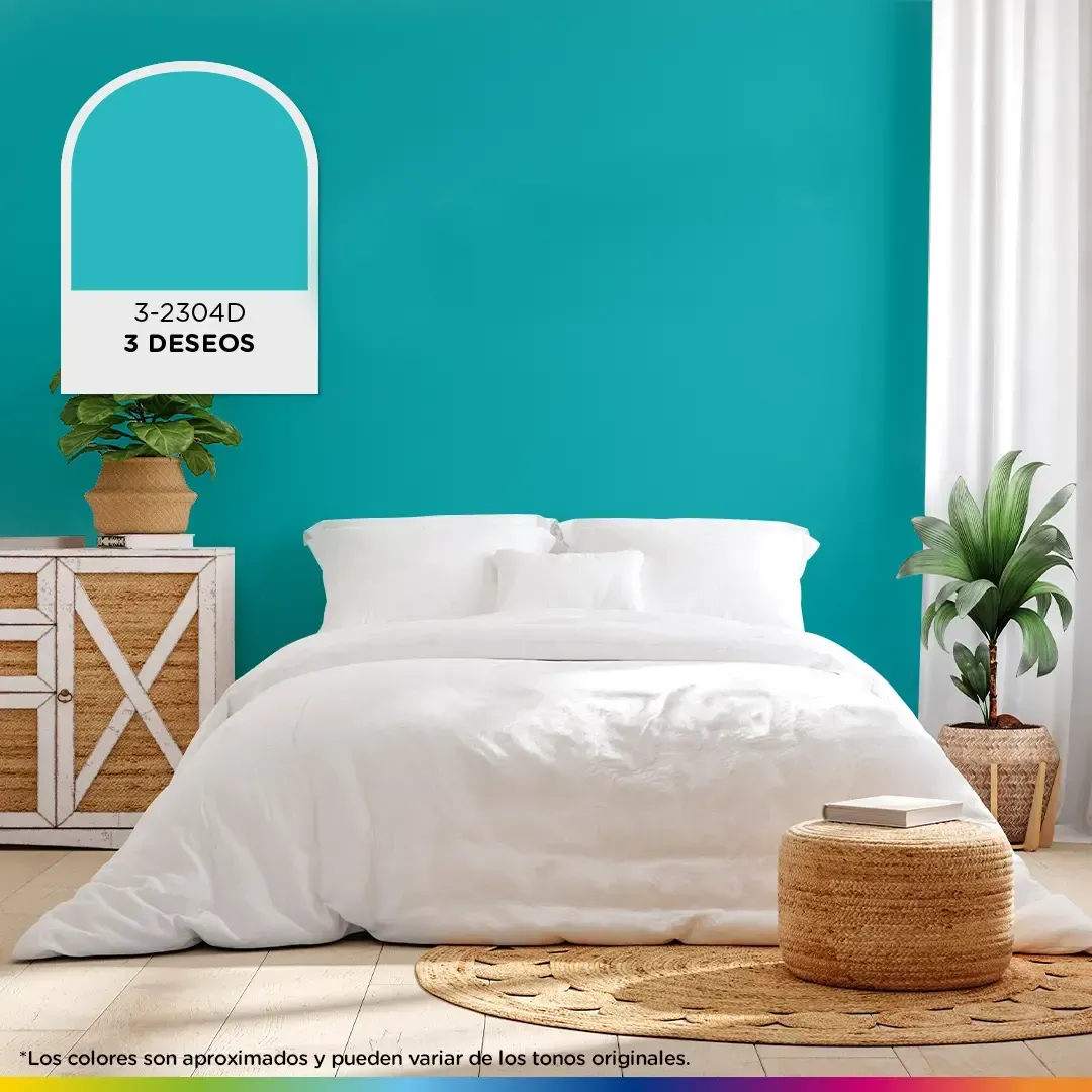 Un dormitorio con una cama y un cartel que dice 3 deseos