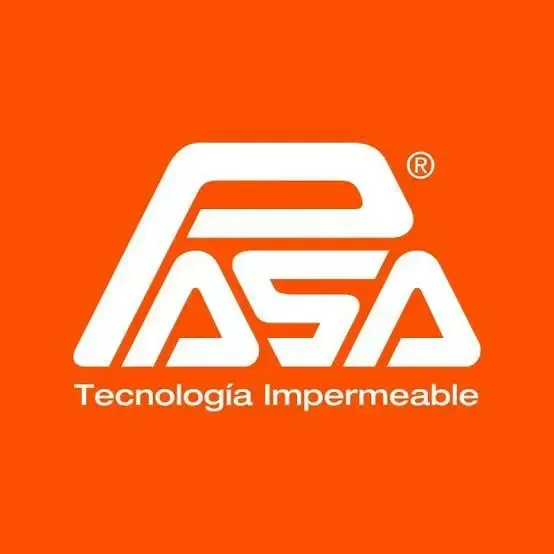 Un logotipo de asa blanco sobre un fondo naranja