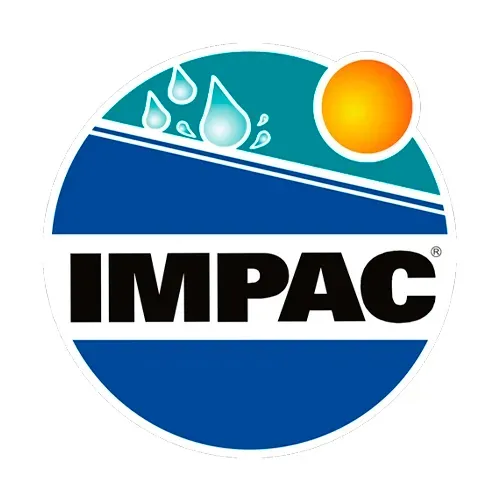 Un círculo azul y blanco con la palabra impacto.