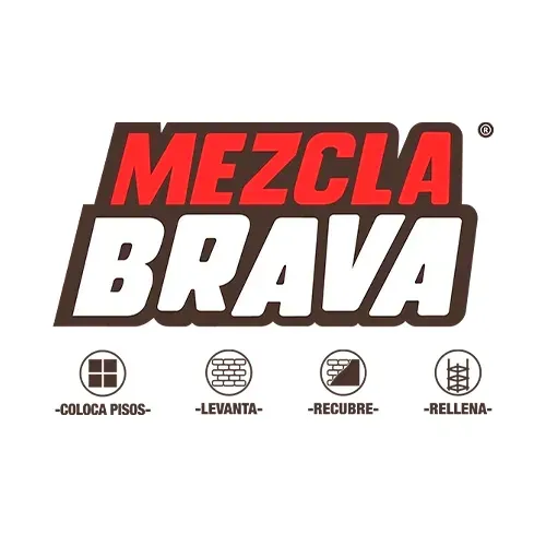 Se muestra un logotipo de mezcla brava sobre un fondo blanco.
